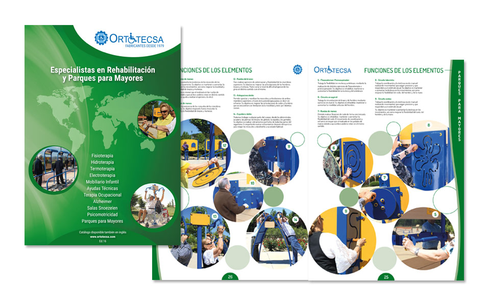 Diseño y maquetación catálogo 24 pag. Parques francés ORTOTECSA